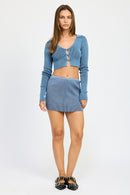 Contrasted Rib Mini Skirt