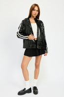 Oversized Moto PU Jacket