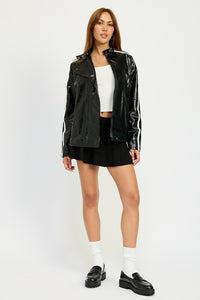 Oversized Moto PU Jacket