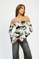 Off Shoulder Top With Lettuce Hem
