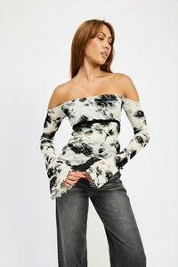 Off Shoulder Top With Lettuce Hem