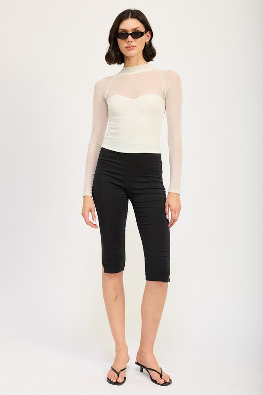 Contrasted Sheet Ruched Top