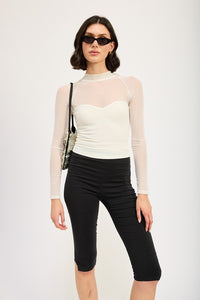 Contrasted Sheet Ruched Top