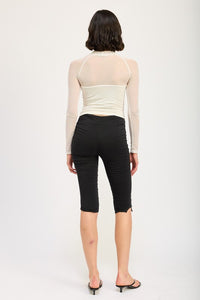 Contrasted Sheet Ruched Top