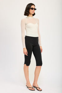 Contrasted Sheet Ruched Top