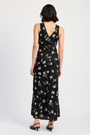 Floral V Neck Maxi Dress