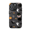 Spooky Halloween Phone Case, Tough Cases for Halloween Lovers, Cat & Ghost Design, Creative Phone Accessories