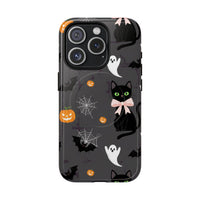 Spooky Halloween Phone Case, Tough Cases for Halloween Lovers, Cat & Ghost Design, Creative Phone Accessories