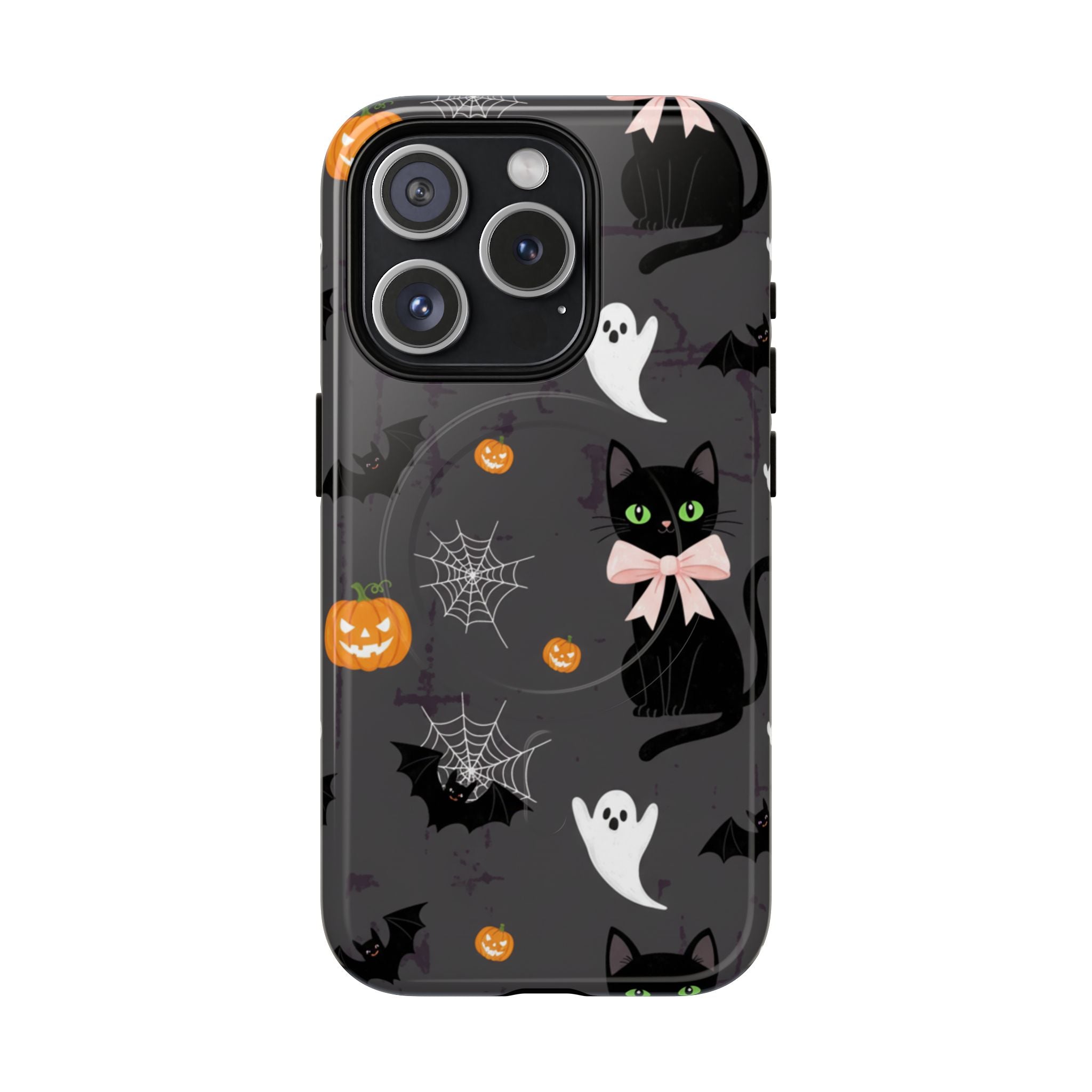 Spooky Halloween Phone Case, Tough Cases for Halloween Lovers, Cat & Ghost Design, Creative Phone Accessories