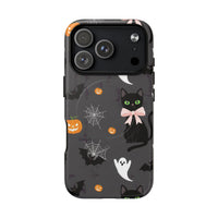 Spooky Halloween Phone Case, Tough Cases for Halloween Lovers, Cat & Ghost Design, Creative Phone Accessories