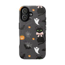Spooky Halloween Phone Case, Tough Cases for Halloween Lovers, Cat & Ghost Design, Creative Phone Accessories