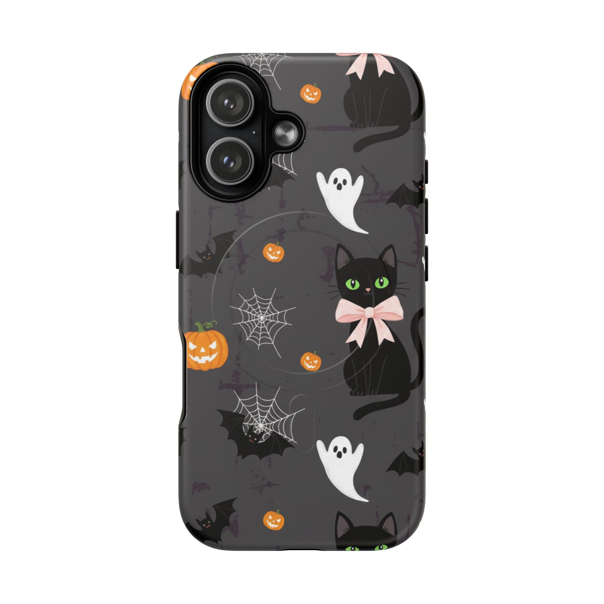 Spooky Halloween Phone Case, Tough Cases for Halloween Lovers, Cat & Ghost Design, Creative Phone Accessories