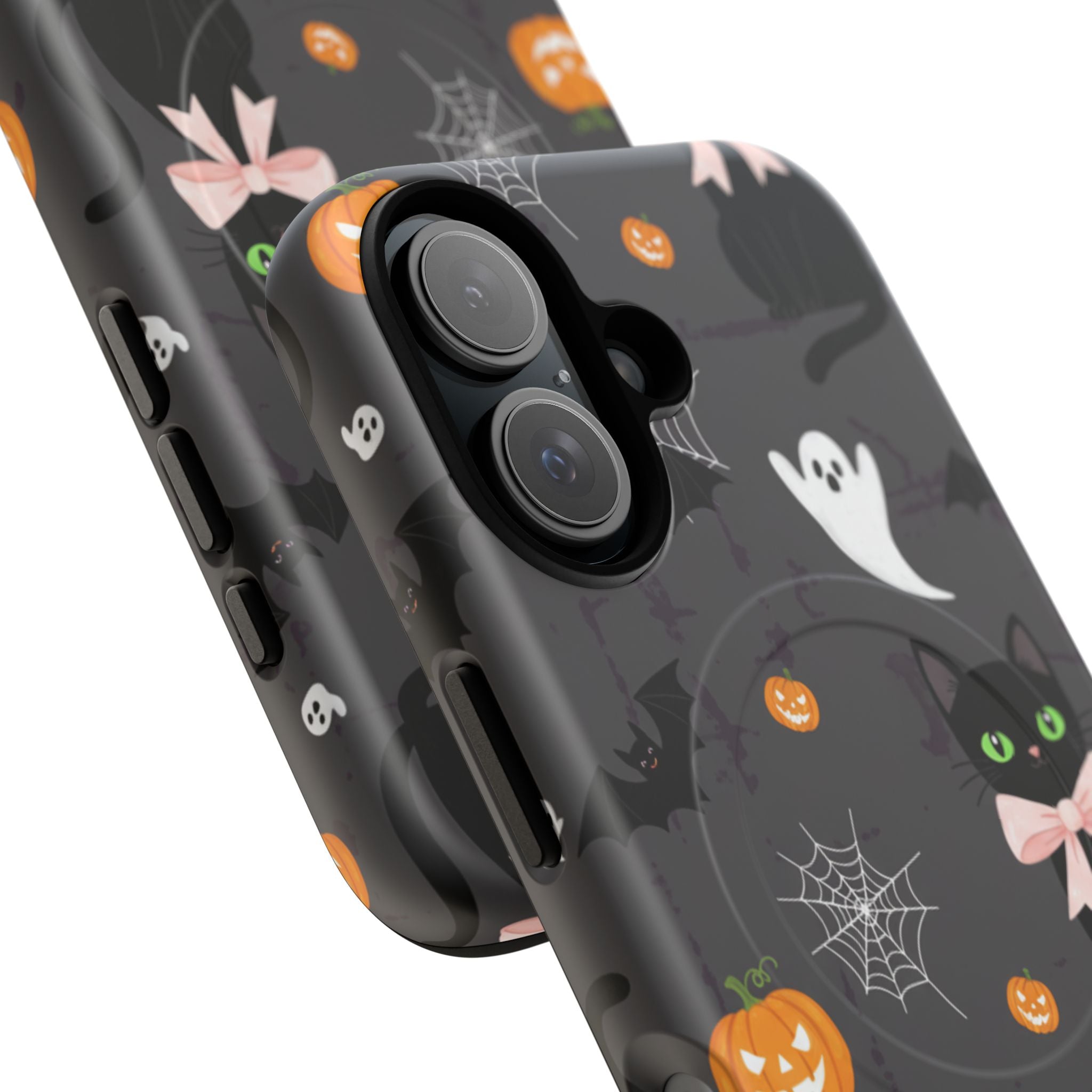 Spooky Halloween Phone Case, Tough Cases for Halloween Lovers, Cat & Ghost Design, Creative Phone Accessories
