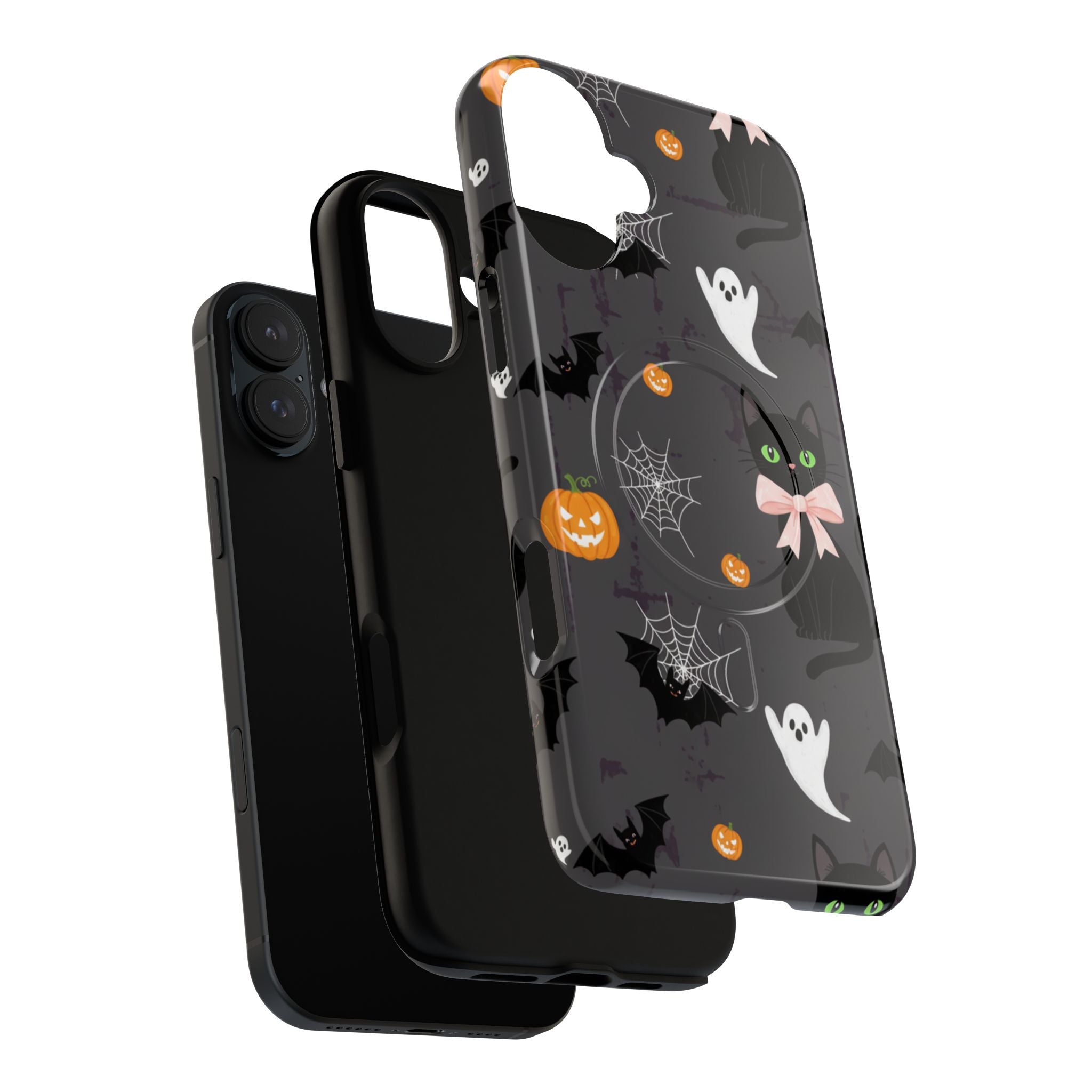 Spooky Halloween Phone Case, Tough Cases for Halloween Lovers, Cat & Ghost Design, Creative Phone Accessories