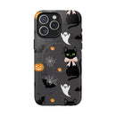Spooky Halloween Phone Case, Tough Cases for Halloween Lovers, Cat & Ghost Design, Creative Phone Accessories