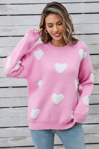 Angel Wings Heart Round Neck Long Sleeve Sweater