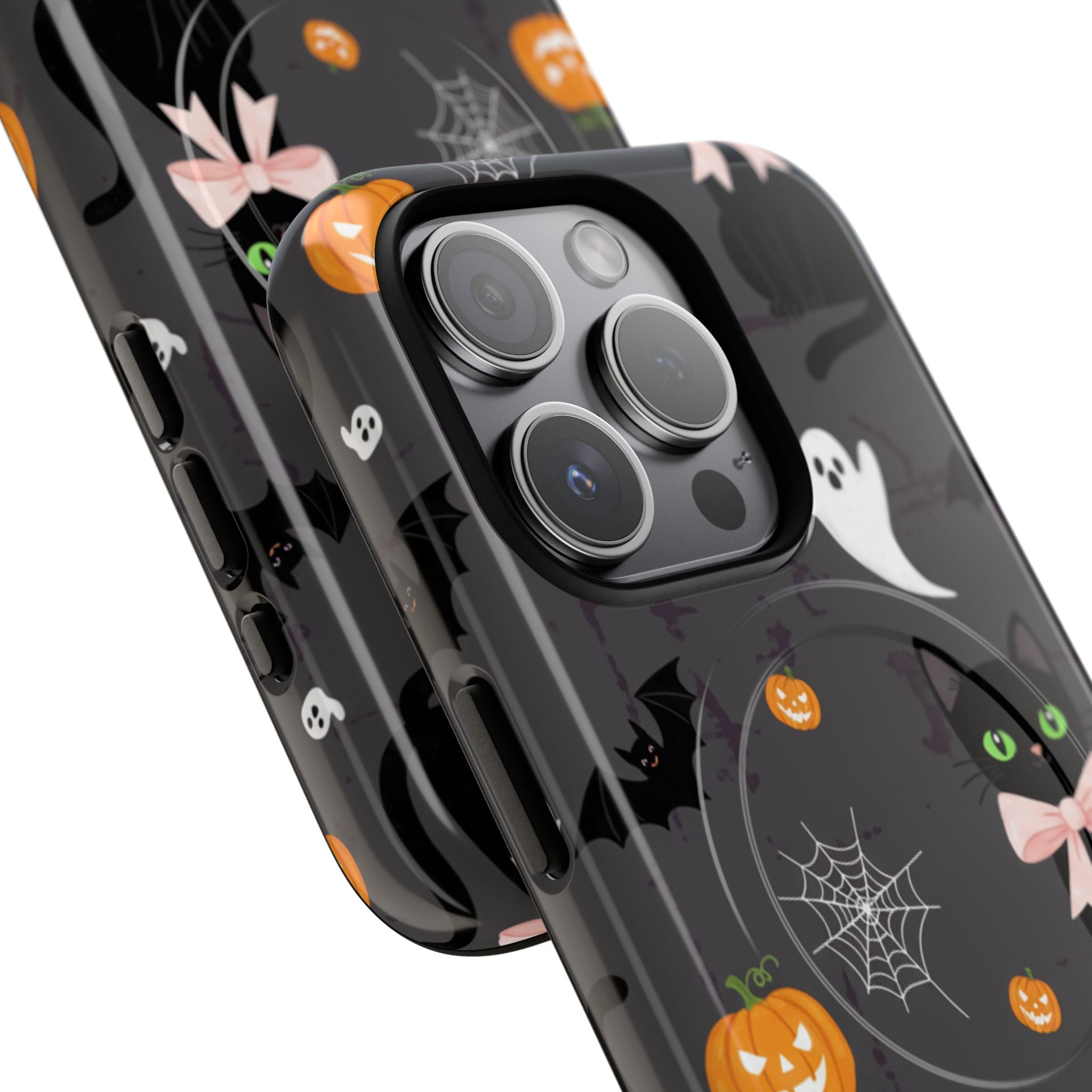 Spooky Halloween Phone Case, Tough Cases for Halloween Lovers, Cat & Ghost Design, Creative Phone Accessories