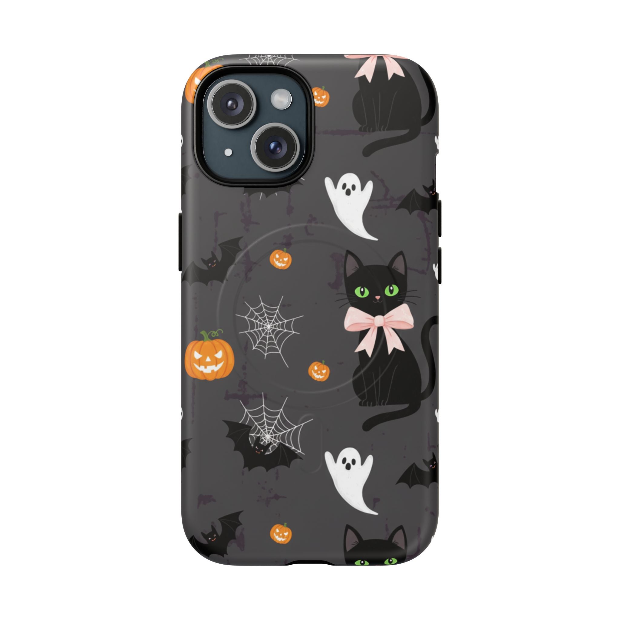 Spooky Halloween Phone Case, Tough Cases for Halloween Lovers, Cat & Ghost Design, Creative Phone Accessories