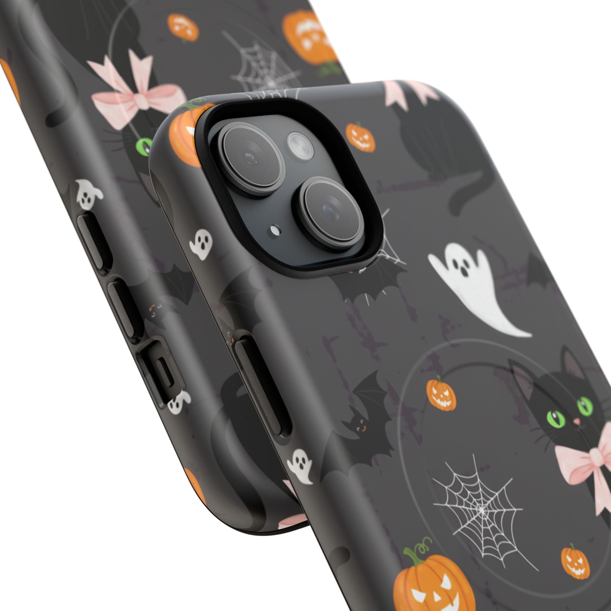 Spooky Halloween Phone Case, Tough Cases for Halloween Lovers, Cat & Ghost Design, Creative Phone Accessories