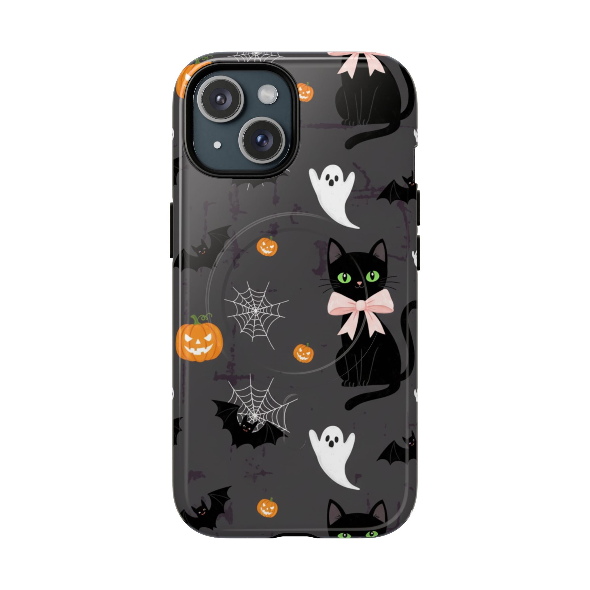 Spooky Halloween Phone Case, Tough Cases for Halloween Lovers, Cat & Ghost Design, Creative Phone Accessories