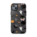 Spooky Halloween Phone Case, Tough Cases for Halloween Lovers, Cat & Ghost Design, Creative Phone Accessories