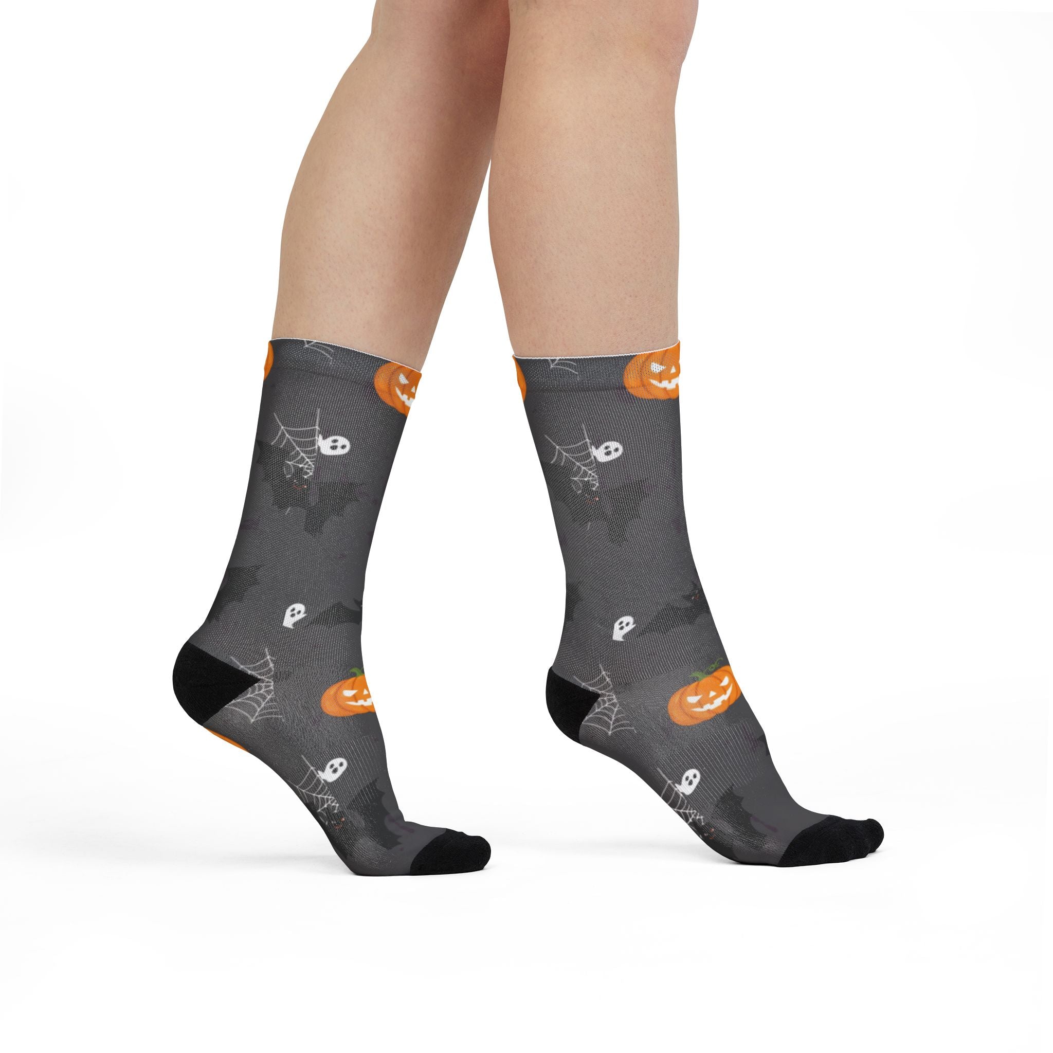 Halloween Themed Sublimation Crew Socks | Fun, Cozy Footwear for Fall, Perfect for Parties, Gift for Halloween Lovers, Spooky Style