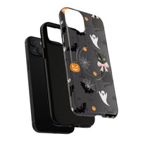 Spooky Halloween Phone Case, Tough Cases for Halloween Lovers, Cat & Ghost Design, Creative Phone Accessories