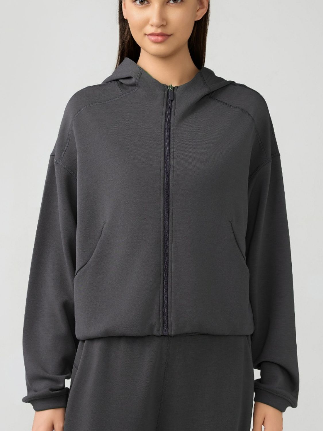 Millennia Zip Up Dropped Shouder Active Hoodie