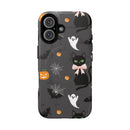 Spooky Halloween Phone Case, Tough Cases for Halloween Lovers, Cat & Ghost Design, Creative Phone Accessories