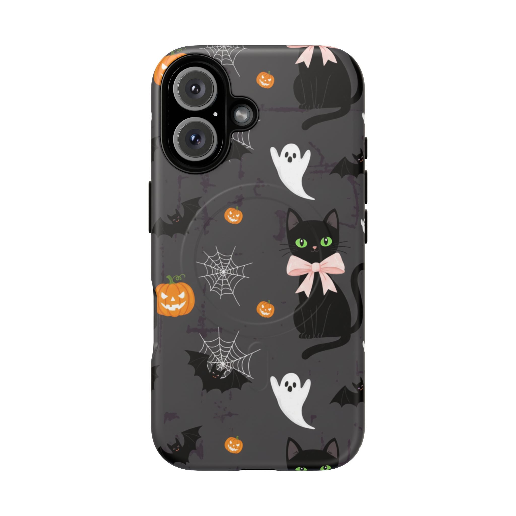 Spooky Halloween Phone Case, Tough Cases for Halloween Lovers, Cat & Ghost Design, Creative Phone Accessories