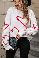 Angel Wings Heart Dropped Shoulder Long Sleeve Sweater