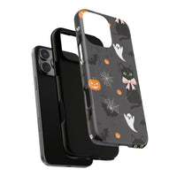 Spooky Halloween Phone Case, Tough Cases for Halloween Lovers, Cat & Ghost Design, Creative Phone Accessories