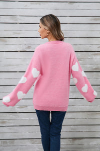 Angel Wings Heart Dropped Shoulder Long Sleeve Sweater