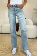 Judy Blue Full Size High Waist Distressed Straight Jeans