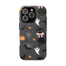 Spooky Halloween Phone Case, Tough Cases for Halloween Lovers, Cat & Ghost Design, Creative Phone Accessories