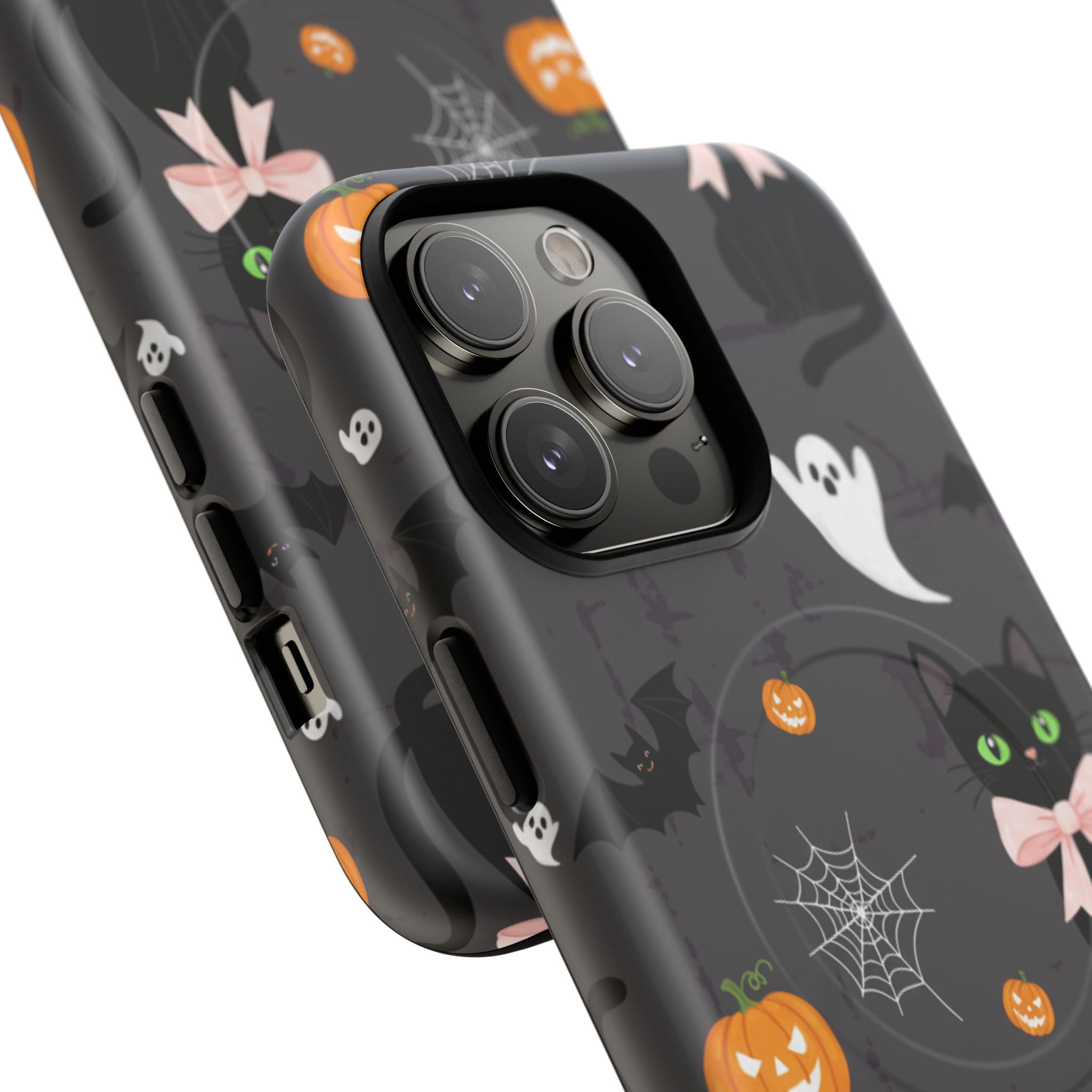 Spooky Halloween Phone Case, Tough Cases for Halloween Lovers, Cat & Ghost Design, Creative Phone Accessories