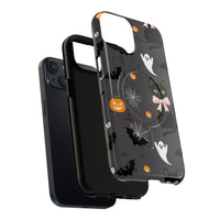 Spooky Halloween Phone Case, Tough Cases for Halloween Lovers, Cat & Ghost Design, Creative Phone Accessories