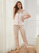 Contrast Piping Pocketed Top and Pants Lounge Set