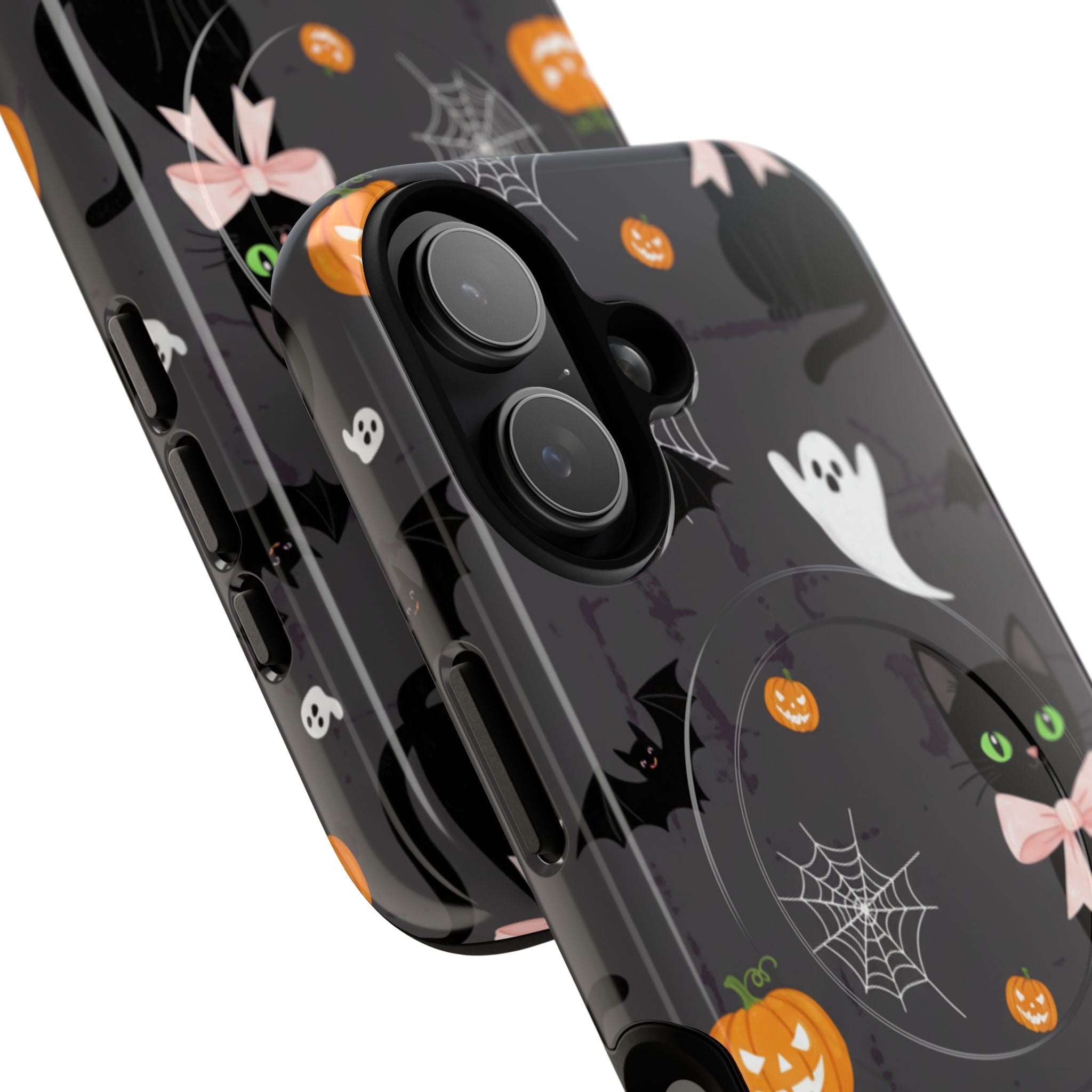Spooky Halloween Phone Case, Tough Cases for Halloween Lovers, Cat & Ghost Design, Creative Phone Accessories