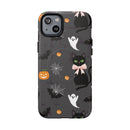 Spooky Halloween Phone Case, Tough Cases for Halloween Lovers, Cat & Ghost Design, Creative Phone Accessories