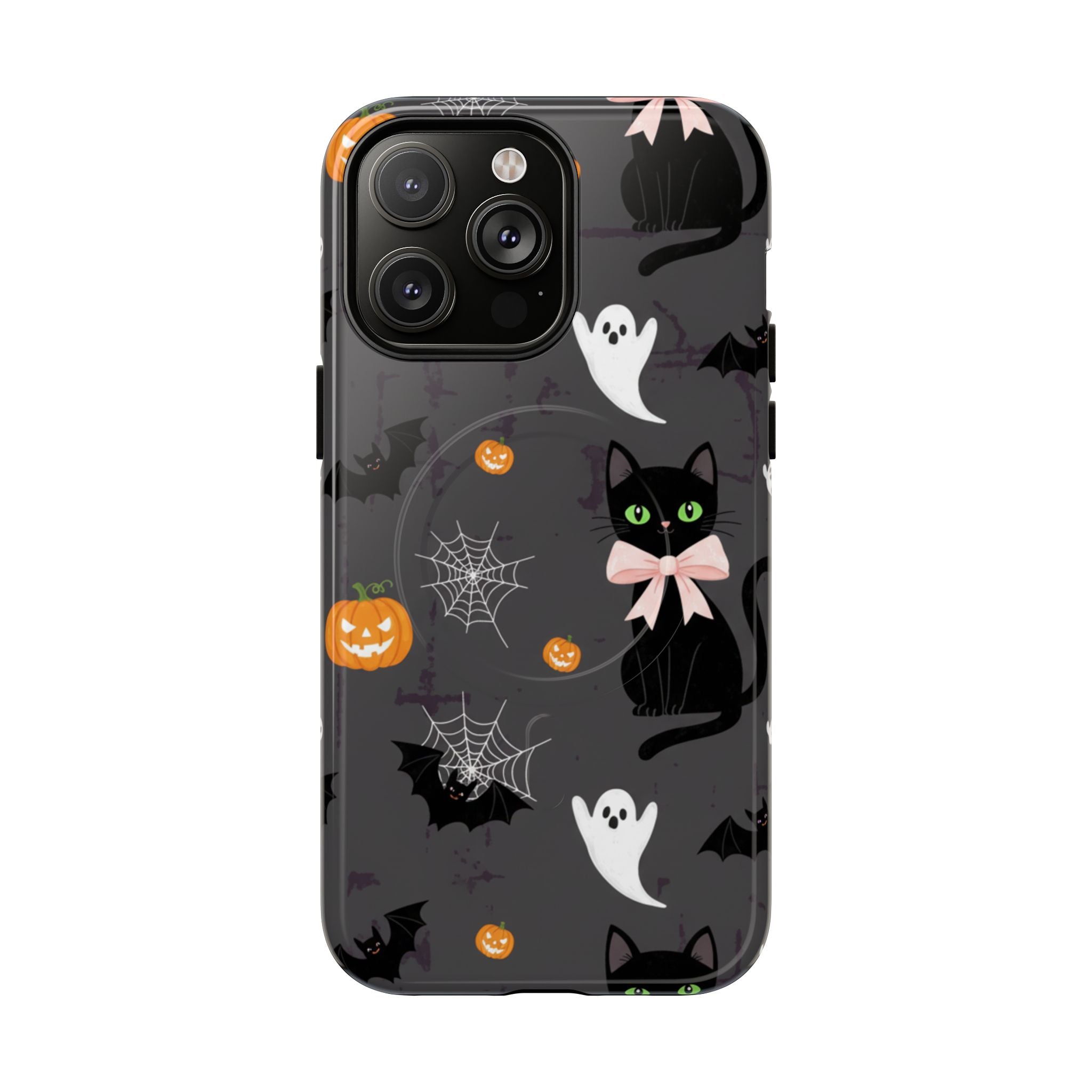 Spooky Halloween Phone Case, Tough Cases for Halloween Lovers, Cat & Ghost Design, Creative Phone Accessories