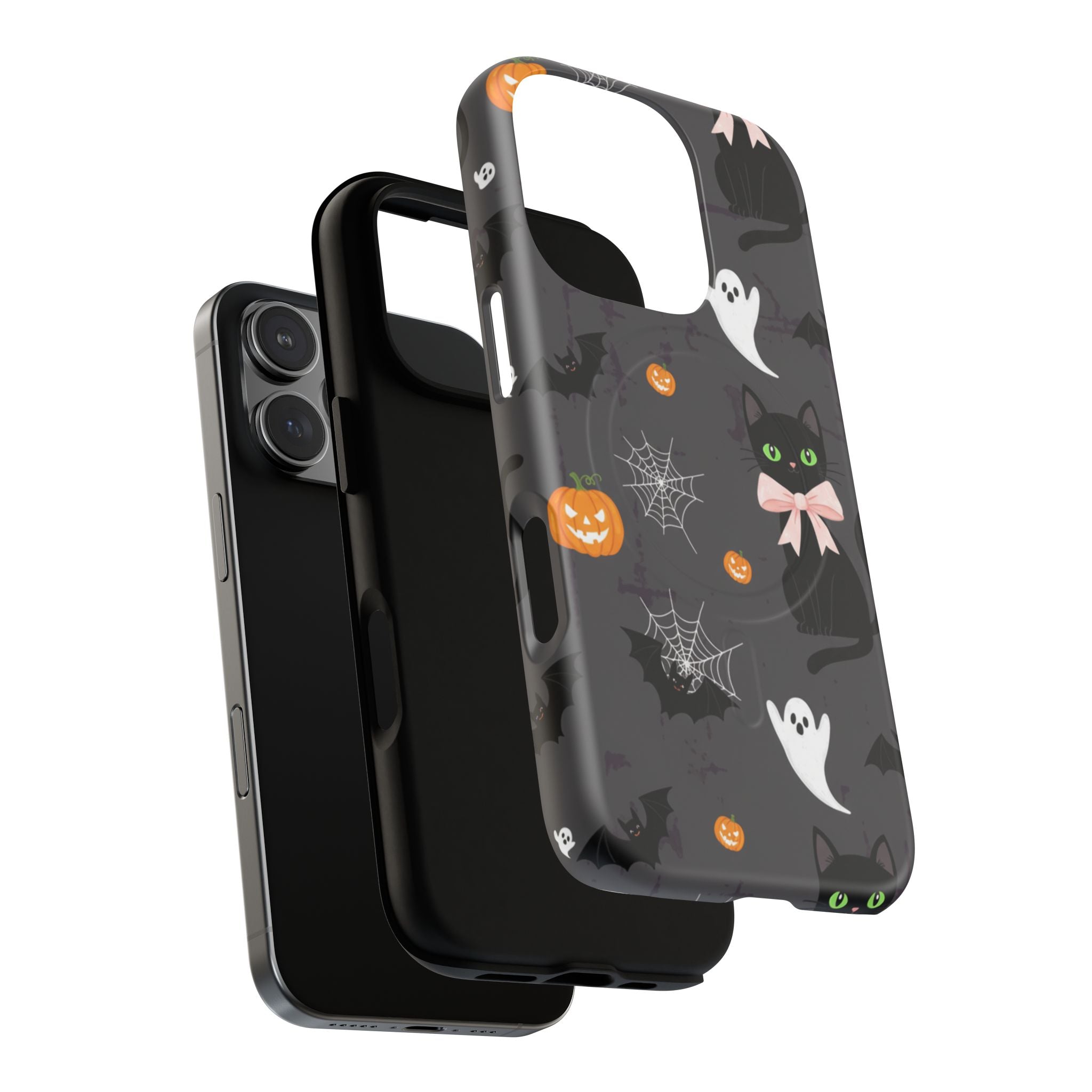 Spooky Halloween Phone Case, Tough Cases for Halloween Lovers, Cat & Ghost Design, Creative Phone Accessories