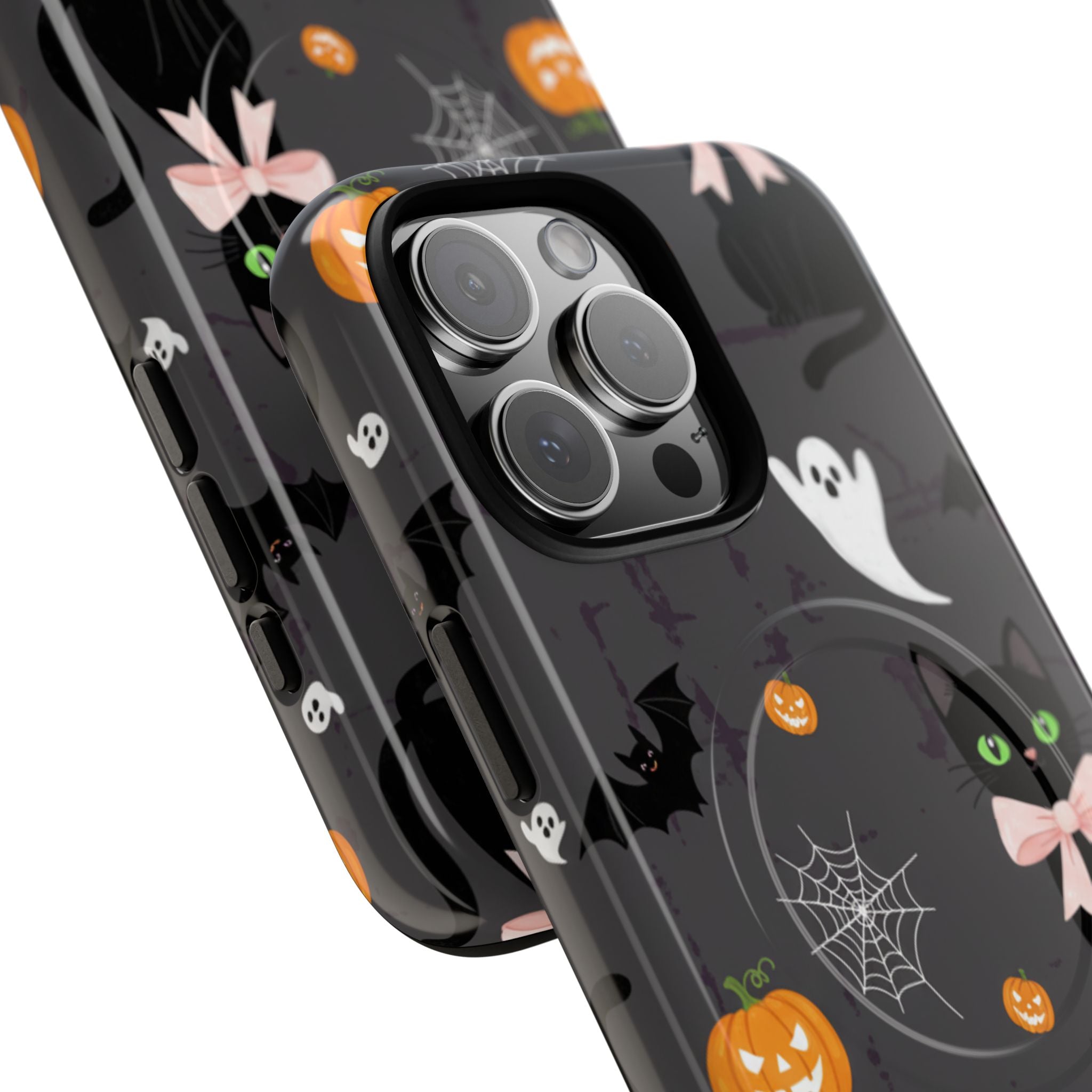 Spooky Halloween Phone Case, Tough Cases for Halloween Lovers, Cat & Ghost Design, Creative Phone Accessories