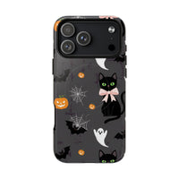 Spooky Halloween Phone Case, Tough Cases for Halloween Lovers, Cat & Ghost Design, Creative Phone Accessories