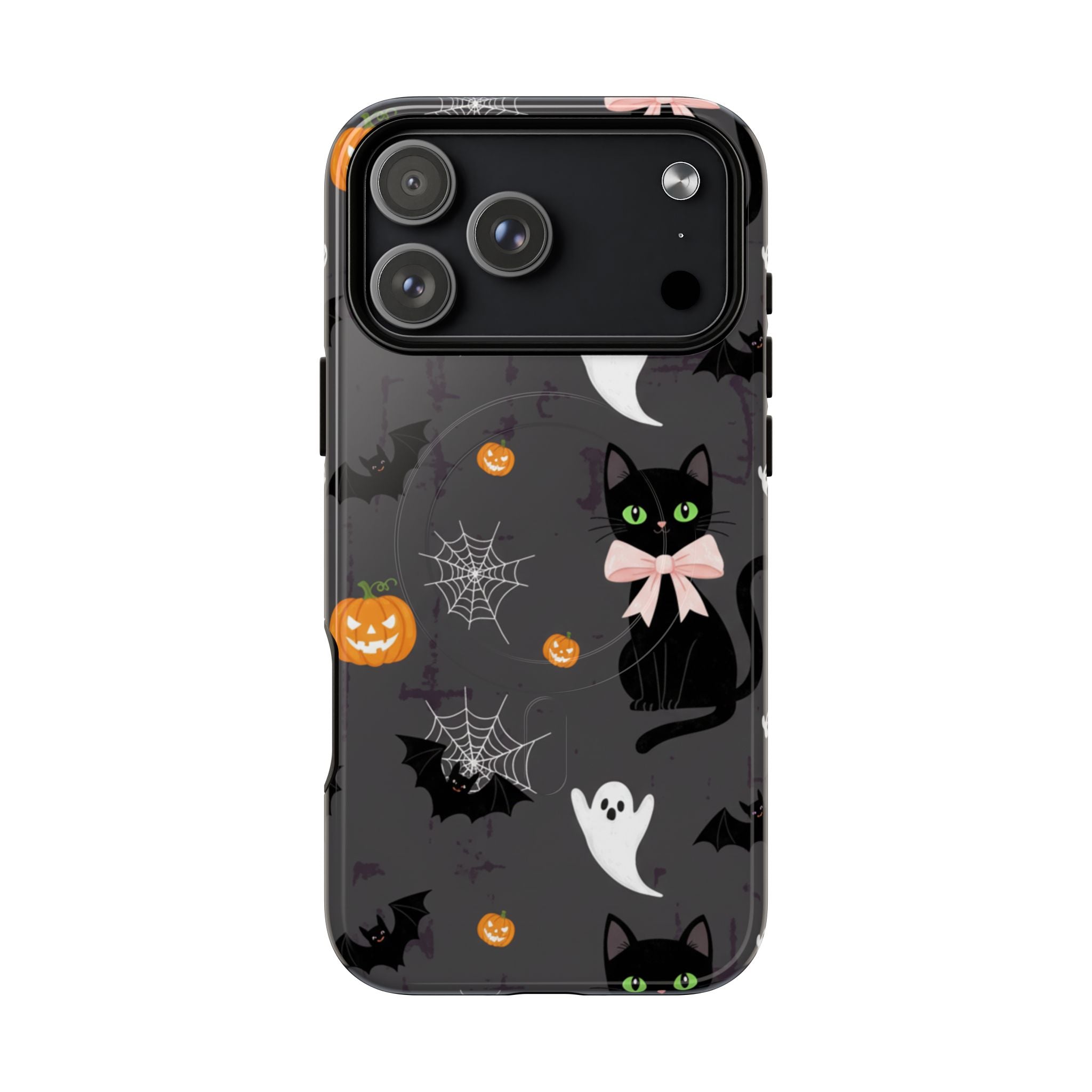 Spooky Halloween Phone Case, Tough Cases for Halloween Lovers, Cat & Ghost Design, Creative Phone Accessories