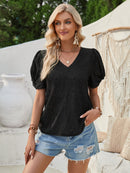 Twisted Heart V-Neck Short Sleeve Blouse