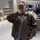 Casual Brown Leather Jacket