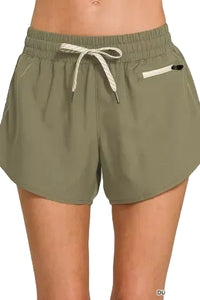 Zenana Soft Woven Lined Shorts With Zip Coin Pocket