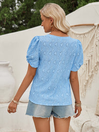 Twisted Heart V-Neck Short Sleeve Blouse