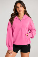 Pocketed Half Zip Long Sleeve Hoodie